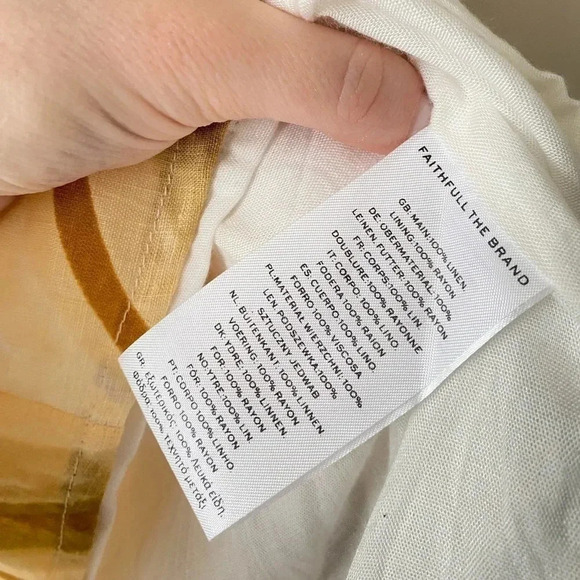 Faithfull The Brand Zuma Talamanca Print 100% Linen Cutout Mini Dress Size Small - Picture 7 of 7